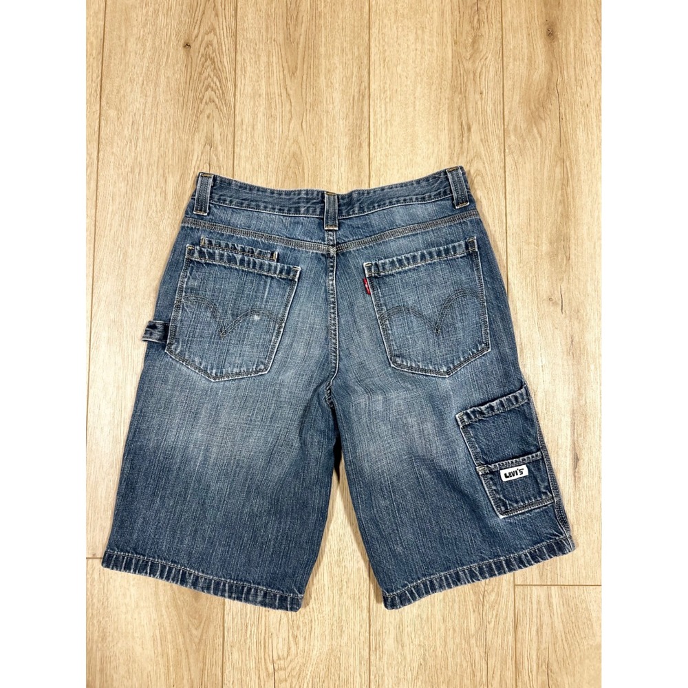 Y2K 2000s Levis Carpenter Denim Shorts Blue W29 Hammer Loop Utility Workwear